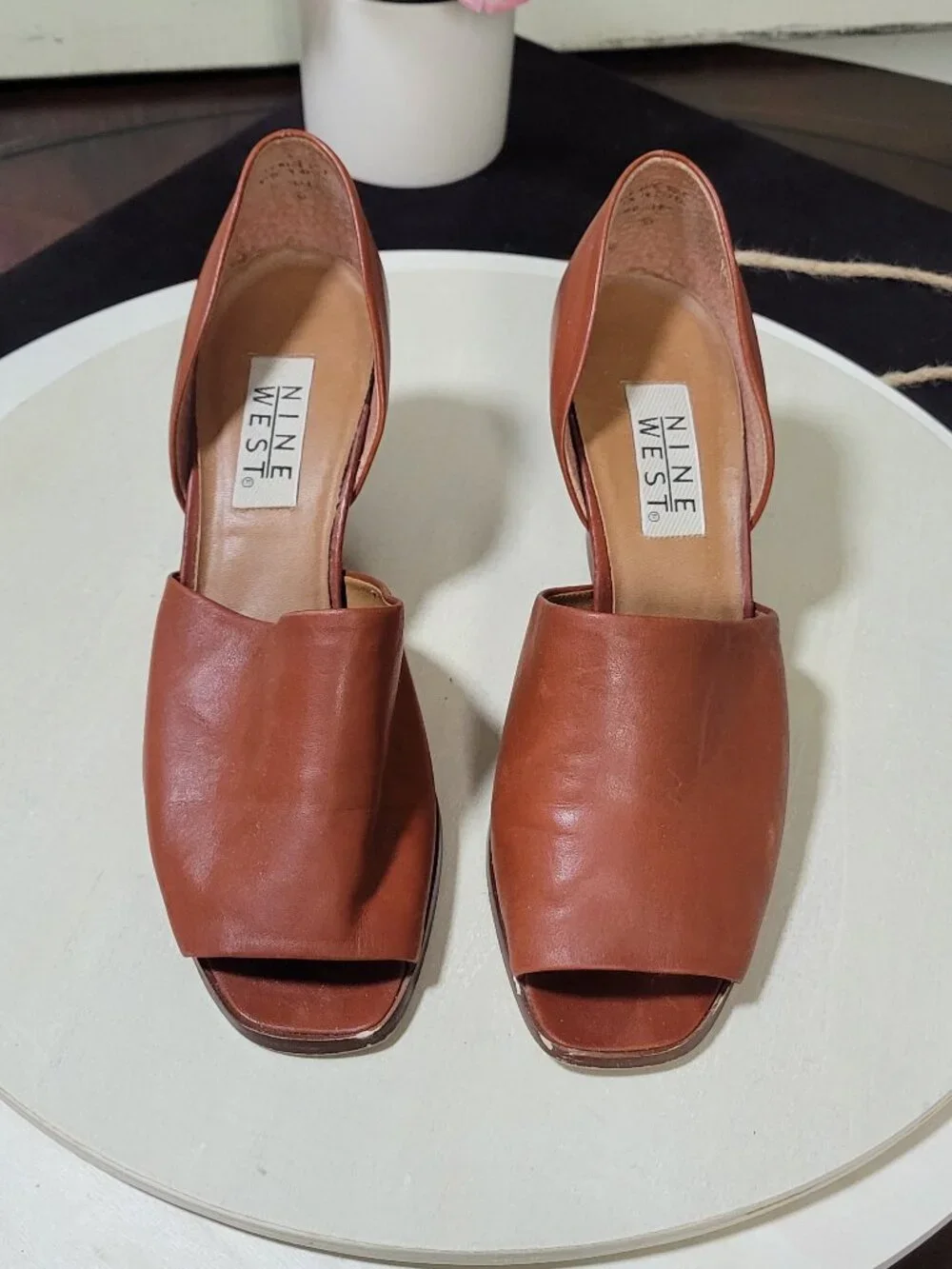 Nine West Brown Leather Cut-Out Pumps [Item #SP12]